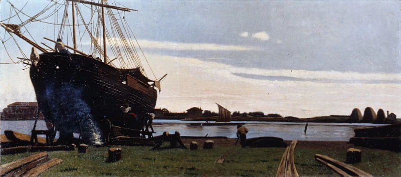 Paesaggio marino con una nave allo scalo - Palazzo Pitti, Firenze